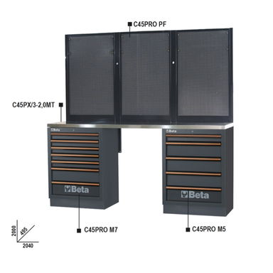 Zestaw mebli warsztatowych systemu C45PRO, 4500/C45PRO/BPX-2.0 Beta