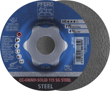 Sciernica tarcz.CC-GRIND Solid SG STEEL 115mm PFERD