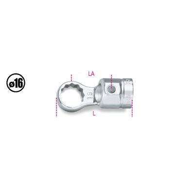 Końcówka wtykowa oczkowa 32 mm, króciec 16 mm, 652 Beta