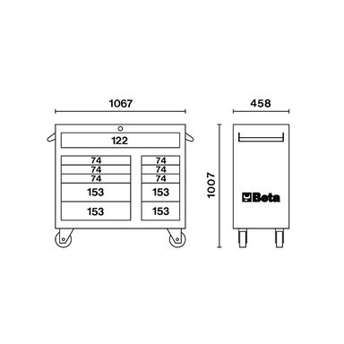 Wózek narzędziowy stalowy z 11 szufladami, pomara�ńczowy, 3800/C38O Beta