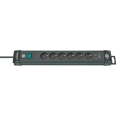 Listwa zasil.z USB Premium Line z 6 gniazd. 3m H05VV-F3G1,5 Brennenstuhl