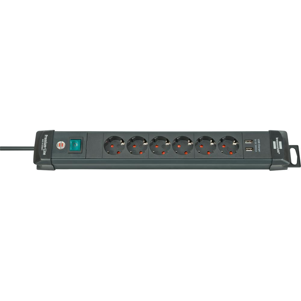 Listwa zasil.z USB Premium Line z 6 gniazd. 3m H05VV-F3G1,5 Brennenstuhl