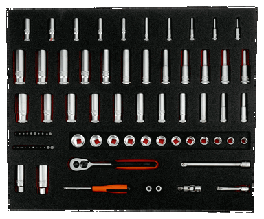 Wkład narzędziowy - nasadki długie 1/4" + 3/8" BAHCO