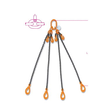 Zawiesie łańcuchowe 4-cięgnowe 8 mm, dł. 3 m, WLL 4,25 t Robur