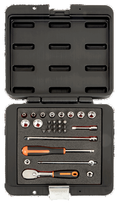Zestaw nasadek 1/4" w metalowej kasetce polerowane BAHCO