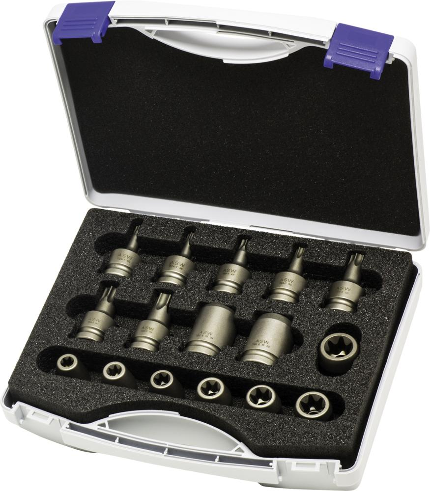 Udarowa koncowka wymiennaklucza nasadowego TORX 1/2",zestaw 16-cz. ASW
