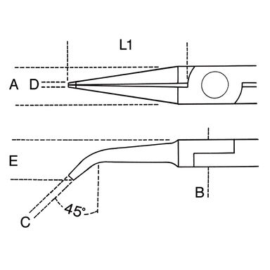 Szczypce płaskie długie odgięte dla elektroników 140mm, 1172BM/P Beta