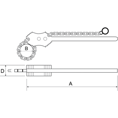 Klucz do rur z łańcuchem 1110 mm średnica łańcucha 75 mm BAHCO