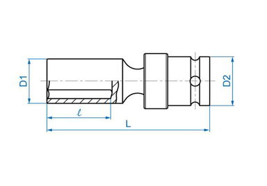 NASADKA DŁUGA UDAROWA Z PRZEGUBEM 1/2" 11mm x 91mm, 6-kąt King Tony