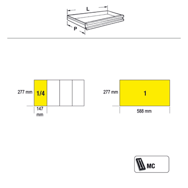 Wózek narzędziowy składany z 2 szufladami 990x700x390 mm, kolor czerwony, 2700/C27SR Beta