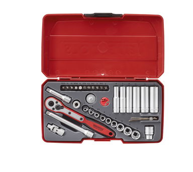 Zestaw kluczy nasadowych. Z chwytem □ ¼" Teng Tools T1436