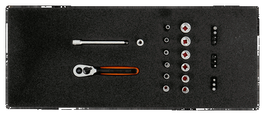 Zestaw nasadek 1/4" SL25 - 25 szt. z wkładką piankową 1/3 i zawieszeniem BAHCO