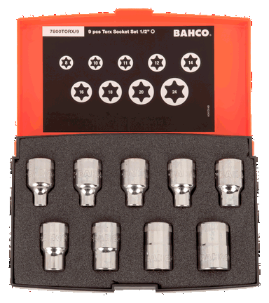 Zestaw nasadek udarowych z profilem Torx 9 szt. E8 - E24 BAHCO