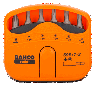 Zestaw bitów wkrętaka 7 szt. PH2, T15, T20, T25 z uchwytem BAHCO