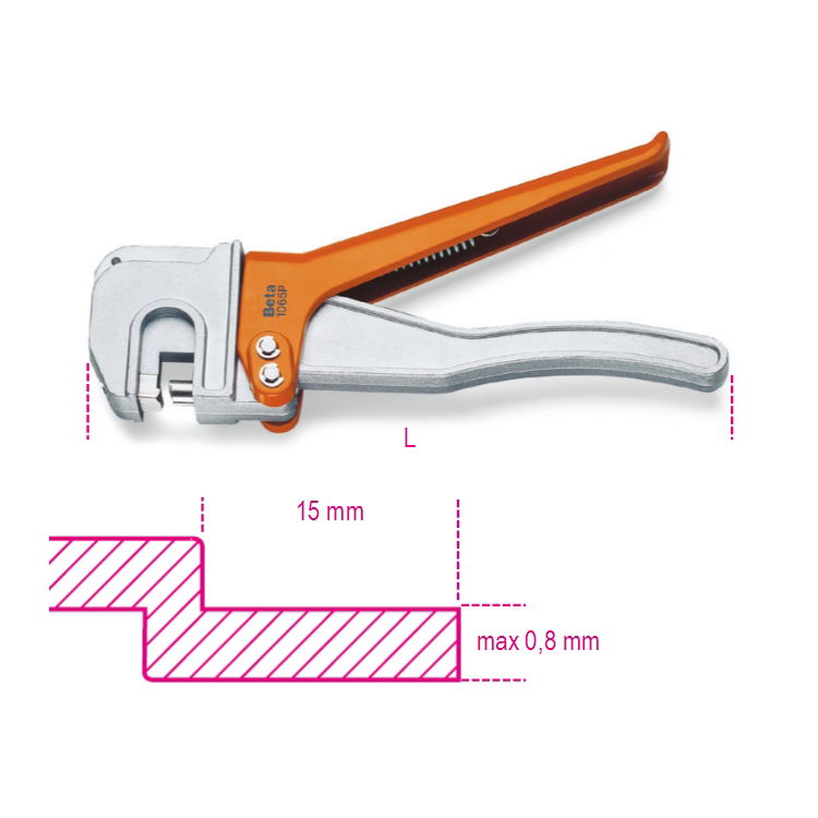 Szczypce blacharskie do karbowania blachy 228 mm, 1065P Beta