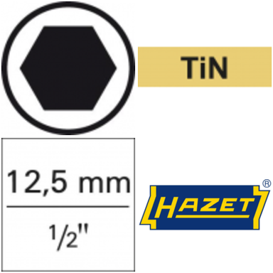 Nasadka wkrętakowa 1/2" 6-kątna długa, 9x140mm, 986SL-9 HAZET