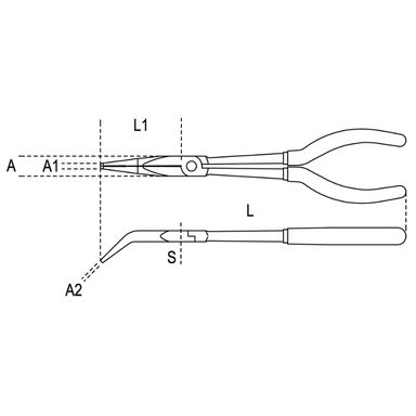 Szczypce półokrągłe długie odgięte o 45° 273 mm, 1009L/B Beta