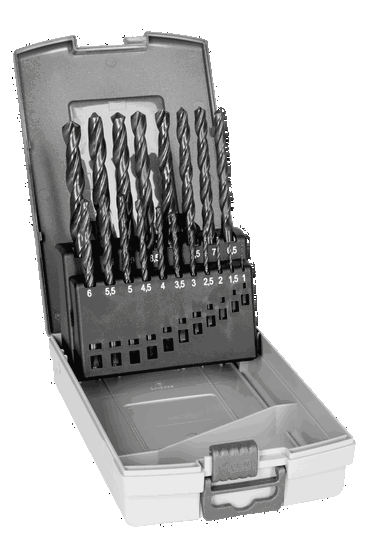 Wiertła HSS-R do metalu 19 szt. w zestawie 1-10 mm co 0,5 mm BAHCO