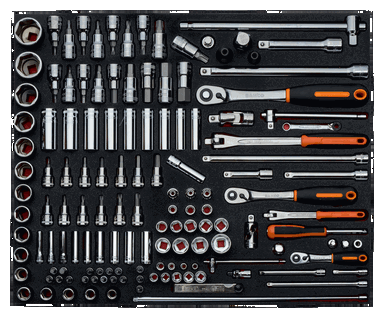 Zestaw nasadek 1/4" + 1/2" + 3/8" w wytłoczce - 168 el. BAHCO