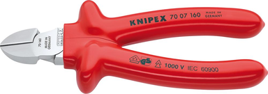 Szczypce tnące boczne, 180mm, izolowane zanurzeniowo, 70 07 180, KNIPEX