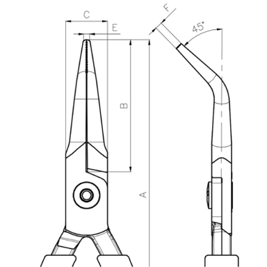 Szczypce igłowe zagięte 45º 141 mm BAHCO