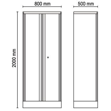 Szafa narzędziowa 2-drzwiowa z blachy z 3 półkami 2000x800x500 mm do systemu RCS55, szara, 5500/C55A2 Beta