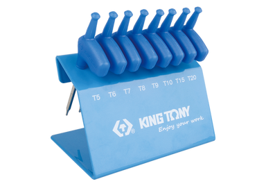 ZESTAW IMBUSÓW Z UCHWYTEM "L" 8szt. 1163A - TORX T5 - T20, STOJAK King Tony