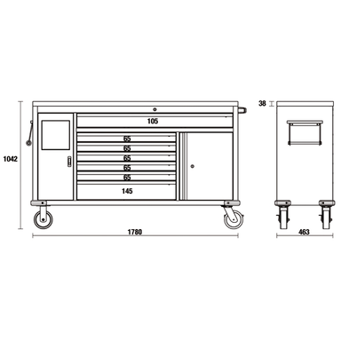 Wózek narzędziowy Work Station z 7 szufladami, do systemu C45PRO, 4500/C45PRO/MWS/X Beta