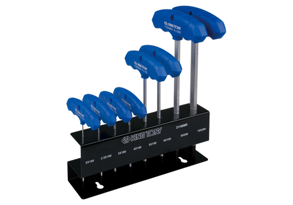 ZESTAW IMBUSÓW Z UCHWYTEM "T" 8szt. 1150 - HEX Z KULKĄ 2 - 10mm, STOJAK King Tony