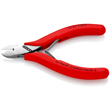 Szczypce tnące boczne dla elektroników 77 21 115 N Ze złączem wsuwkowym KNIPEX