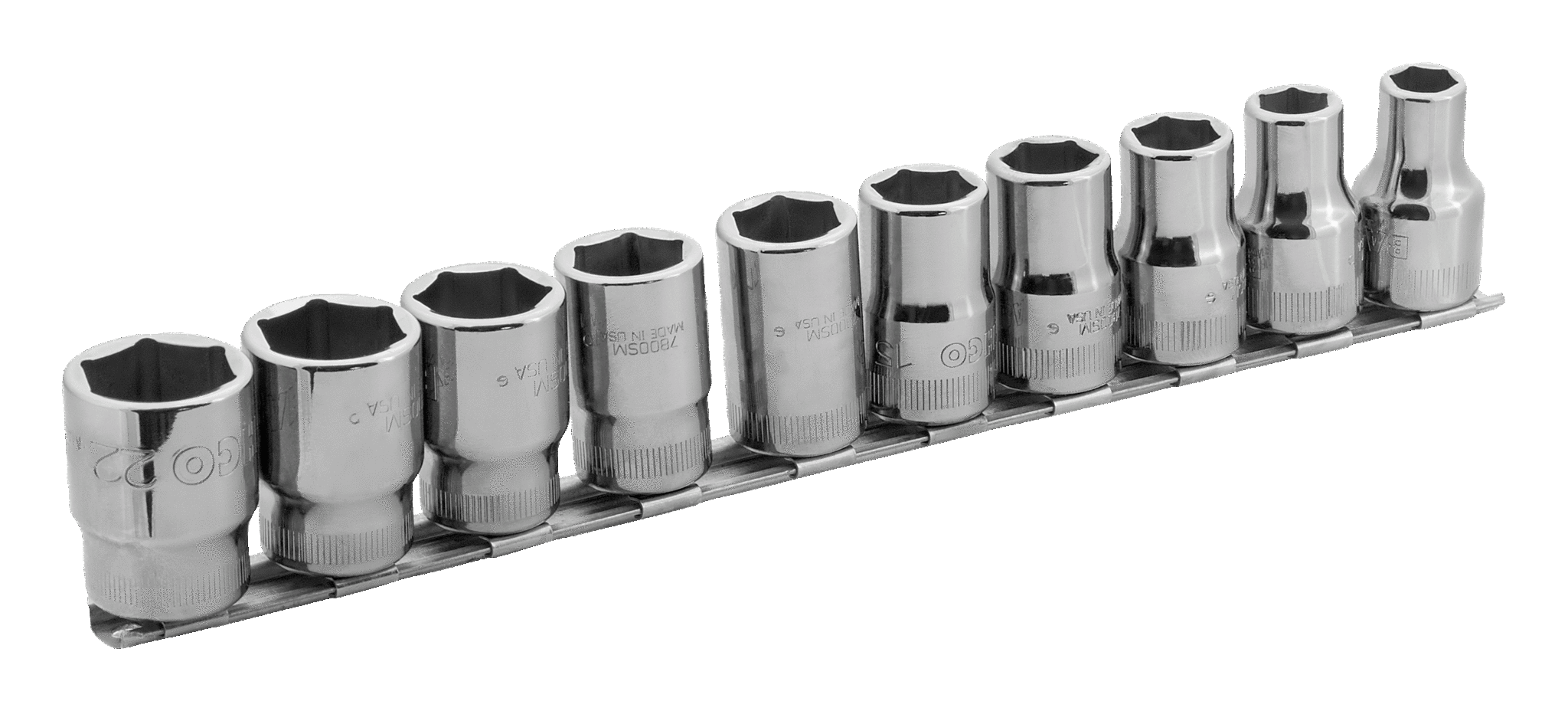 Nasadki 1/2", zestaw 10 szt. Heavy na szynie BAHCO