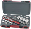 20-elementowy zestaw narzędzi nasadowych calowych z chwytem kwadratowym 1/2". Teng Tools T1220AF