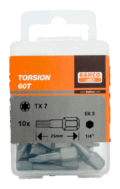 Bit 1/4" Torsion do śrub TORX T27x25 mm, 10 szt. BAHCO