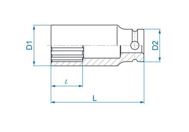 NASADKA DŁUGA UDAROWA 1/2" 16mm x 80mm, 12-kąt King Tony