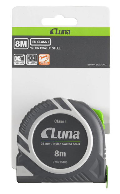Przymiar taśmowy LPL Push Lock 8 m Luna