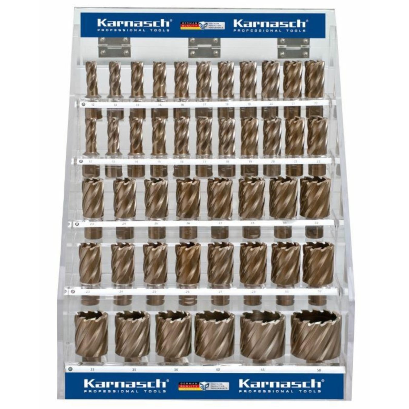 Ekspozytor wiertła rurowe Gold-Drill Line55 44szt 12-50mm + piloty Integra