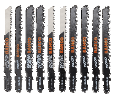 Zestaw ostrzy do wyrzynarki, drewno i tworzywa sztuczne, 10 sztuk BAHCO