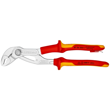 KNIPEX Cobra® VDE 87 26 250 T Szczypce nastawne do rur nowej generacji, izolowane KNIPEX
