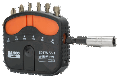 Zestaw 7 sztuk bitów azotek tytanu z uchwytem uniwersalnym 1/4” DIN 3126-C6.3, ISO 1173 BAHCO