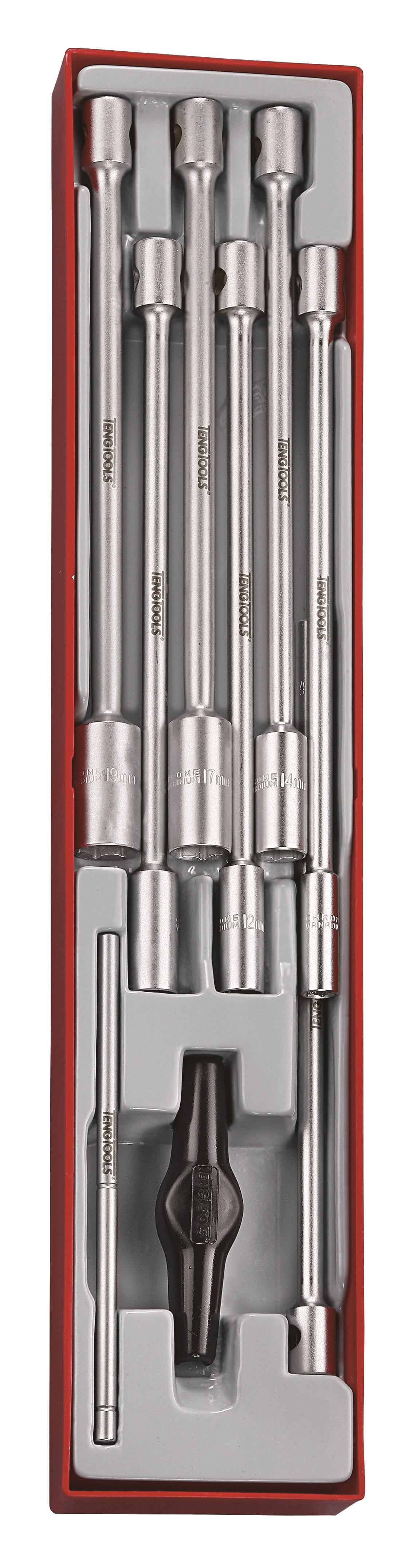 9-elementowy Zestaw bardzo długich kluczy nasadowych 3/8" z pokrętłem poprzecznym Teng Tools TTxTB09