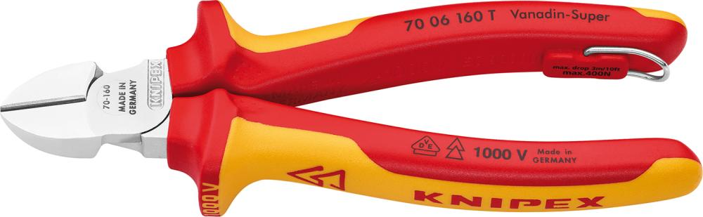 Szczypce tnące boczne, VDE, TT, 160mm, 70 06 160 T, KNIPEX