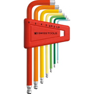Zest.kluczy trzpien.kąt. w uchw.z tworz.sztuczn. 7-częśc.,1,5-8mm Rainbow końc.kulis.PB Swiss Tools