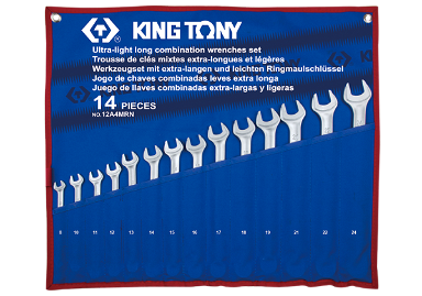 ZESTAW KLUCZY PŁASKO-OCZKOWYCH DŁUGICH 14cz. 8 - 24mm, ETUI King Tony