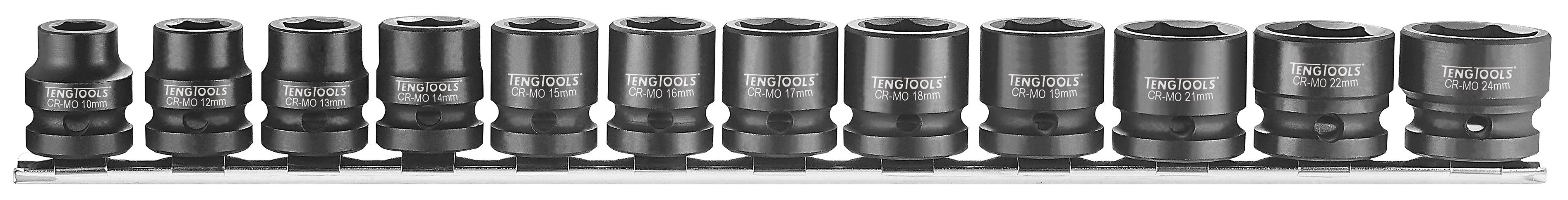 Nasadki maszynowe w zestawie. Z chwytem kwadratowym 1/2". Teng Tools 9207S12