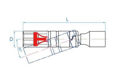 PRZEGUBOWA NASADKA DO ŚWIEC 3/8" 16mm x 101mm 12-kąt. WKŁADKA Z METALOWYM KLIPSEM King Tony