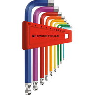 Zest.kluczy trzpien.kąt. w uchw.z tworz.sztuczn. 9-częśc.,1,5-10mm Rainbow końc.kulis.PB Swiss Tools