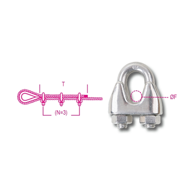 Zacisk linowy kabłąkowy ze stali nierdzewnej AISI 316 3mm M3 Robur