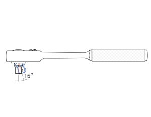 GRZECHOTKA UCHYLNA 3/8" 32 ZĘBY 200mm UCHWYT MOLETOWANY, BLOKADA King Tony