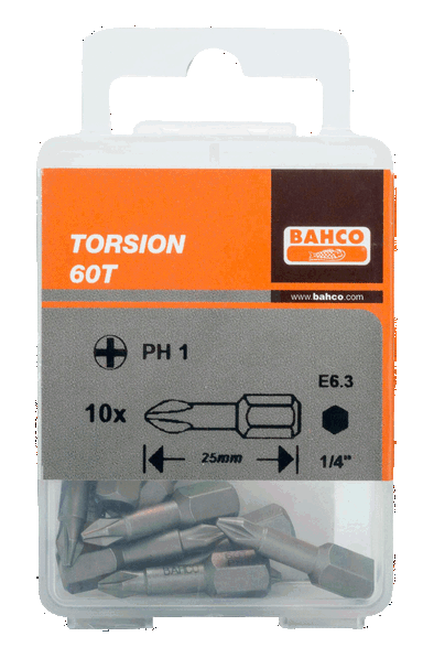 Bit 1/4" Torsion PH3x25 mm, 10 szt. BAHCO