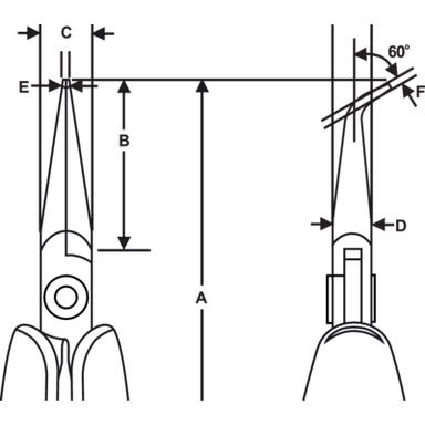 Szczypce spiczaste wygięte 60° 129mm BAHCO